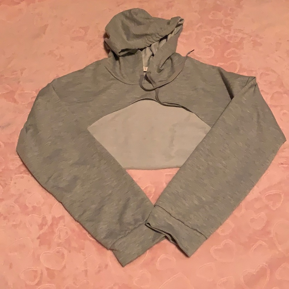 Grey cropped hoodie.